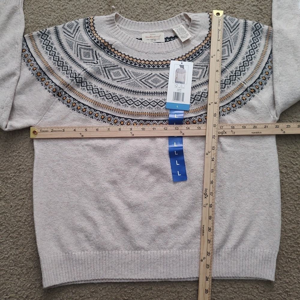Weatherproof Vintage Fair Isle Crewneck Sweater Cream Size‎ L